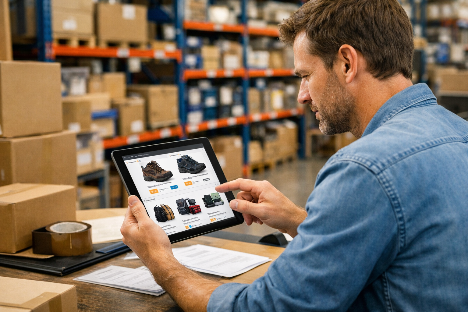 Inköpare jämför industriprodukter online i en B2B e-handelsbutik